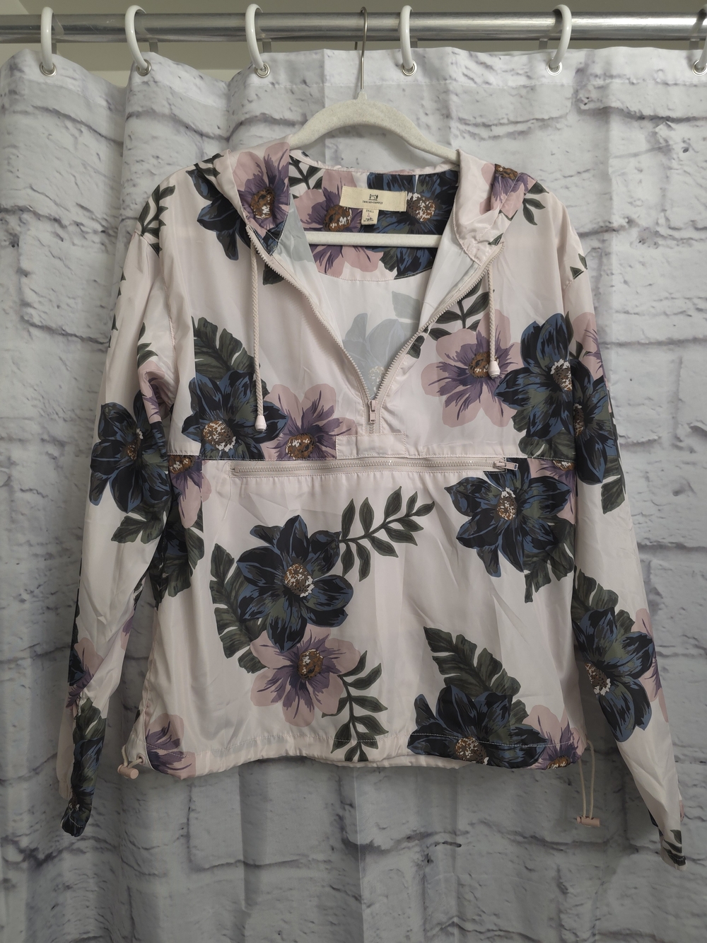 Thread Supply Lightweight Rain Jacket 1/2 Zip Floral All Over Print Pocket
